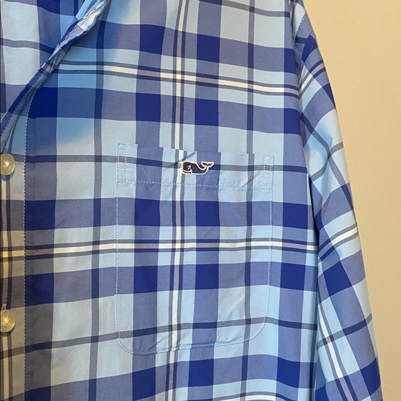 Vineyard Vines Performance Tucker Shirt Large Blue Nylon Classic Fit Button Down - Picture 5 of 14